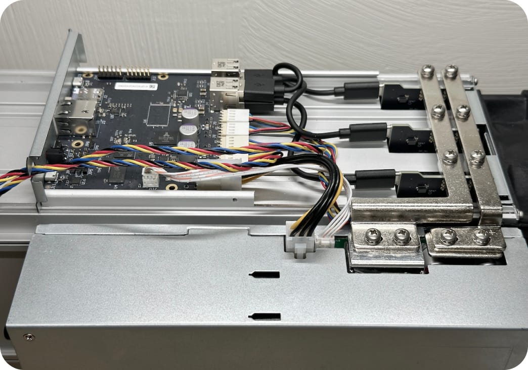 Side view of controller board without cover